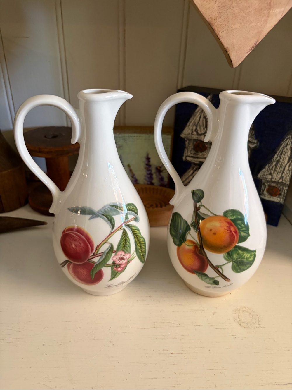 Portmeirion White Ceramic Oil & Vinegar Cruet Set with Botanical Design